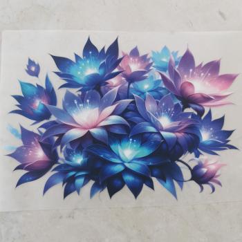 Bügelbild Galaxyflowers rosa-blau