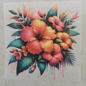 Bügelbild Hibiskus Sunset