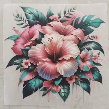 Bügelbild Hibiskus rosa