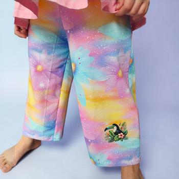 Preview: Bügelbild floraler Tukan rosa