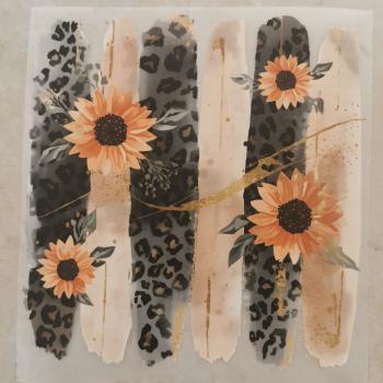 Bügelbild Leo-Sonnenblumen grau