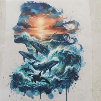 Bügelbild Damendesign Wale