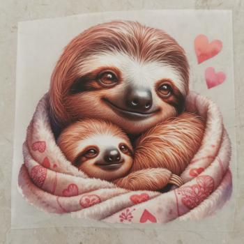 Bügelbild Fauli kuschelnd