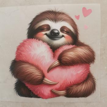 Bügelbild Fauli mit Herz