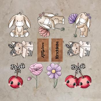 Bügelbild-Bundle Kitty, Kirschen und mehr