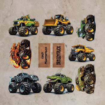 Bügelbild-Bundle crazy Monstertrucks