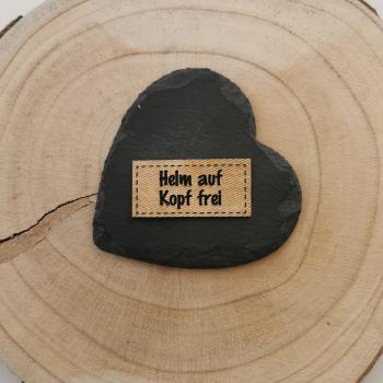 Label Helm auf, Kopf aus