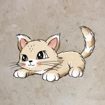 Bügelbild Katze hell, spielend