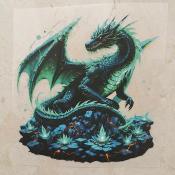 Bügelbild Neondrache grün