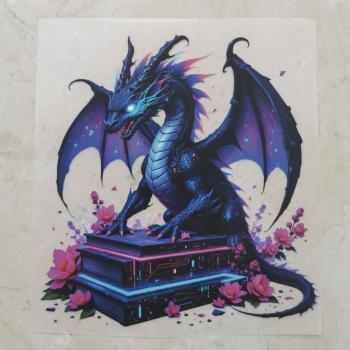 Bügelbild Neondrache lila