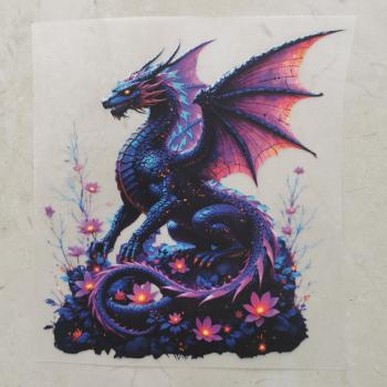 Bügelbild Neondrache rosa