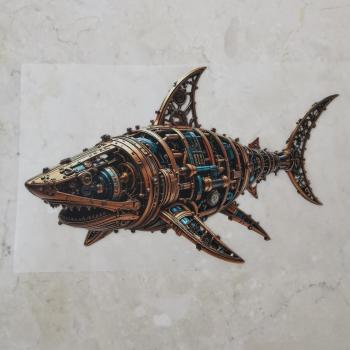 Bügelbild Meeres-Steampunk Hai