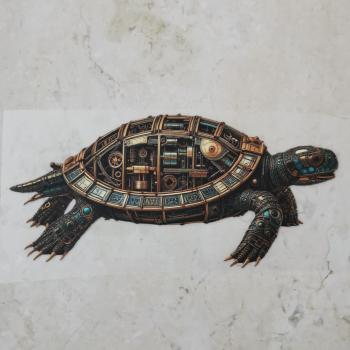 Bügelbild Meeres-Steampunk Schildkröte