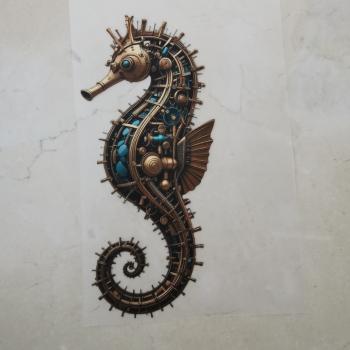 Bügelbild Meeres-Steampunk Seepferd