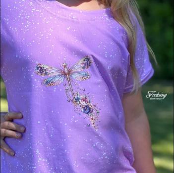 Preview: Bügelbild wundervolle Libelle lila