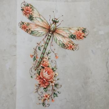 Bügelbild wundervolle Libelle peach