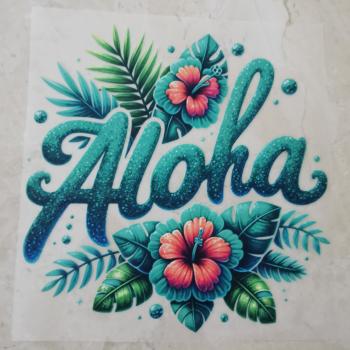 Bügelbild Schriftzug Aloha