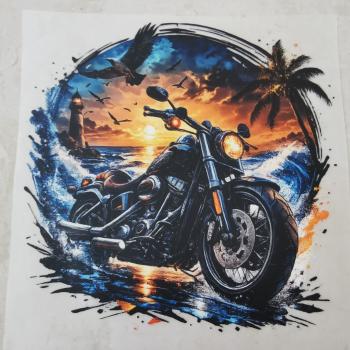Bügelbild Motorrad am Meer