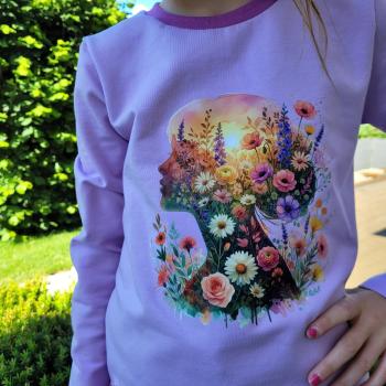 Preview: Bügelbild Frauenkopf Feldblumen
