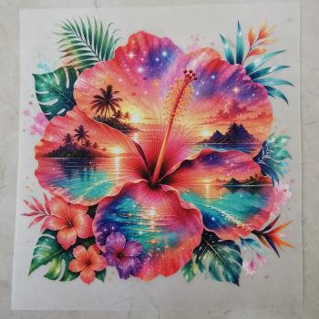 Bügelbild bunter Sunset-Hibiskus