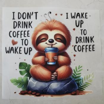 Bügelbild Aufwachen um Kaffee zu trinken