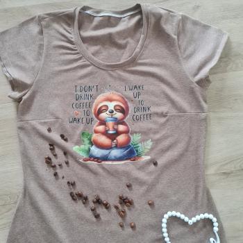 Preview: Bügelbild Aufwachen um Kaffee zu trinken
