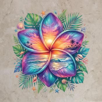 Bügelbild Plumeria Sunset