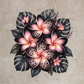 Bügelbild Plumeria Leo