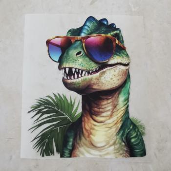 Bügelbild grüner Dino Sonnenbrille