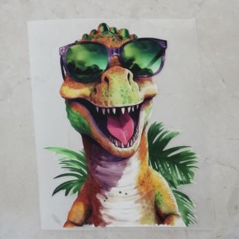 Bügelbild hellbrauner Dino Sonnenbrille