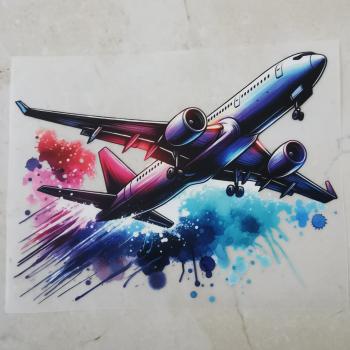 Bügelbild Flugzeug abhebend Splashes
