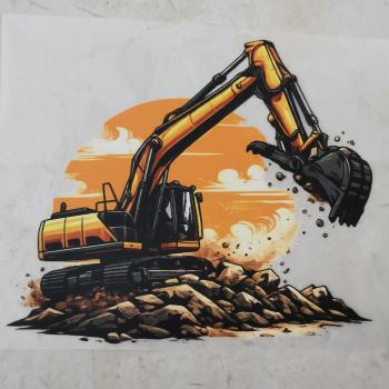 Bügelbild Bagger auf Sandberg
