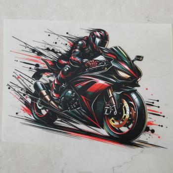 Bügelbild roter Biker