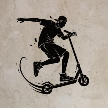 Bügelbild cooler Scooter-Fahrer