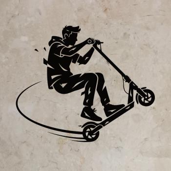 Bügelbild cooler Scooter-Fahrer springend