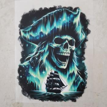Bügelbild Lichter-Skull über Schiff