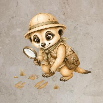 Bügelbild Erdmännchen Spurensucher
