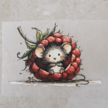 Bügelbild Maus in Himbeere