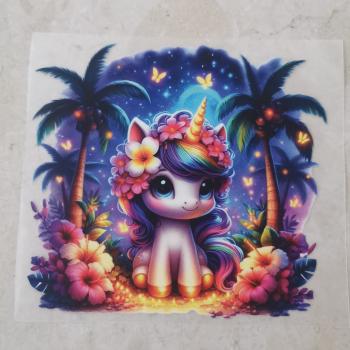 Bügelbild tropisches Einhorn bunte Strähne