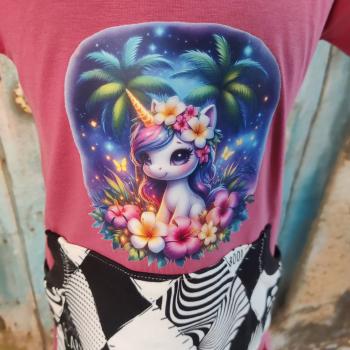 Preview: Bügelbild tropisches Einhorn sitzend