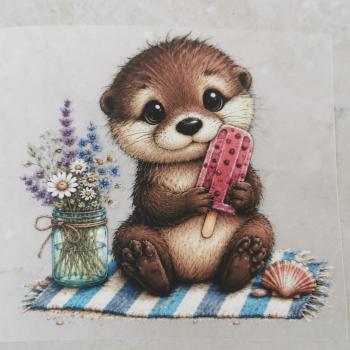 Bügelbild Otter mit Eis