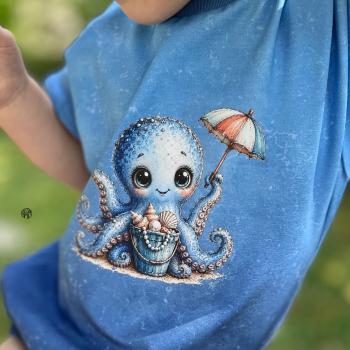 Preview: Bügelbild Oktopus mit Muscheleimer