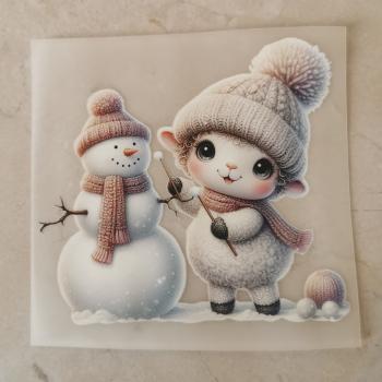 Bügelbild süßes Schaf Schneemann