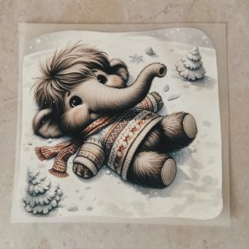 Bügelbild Mammut Schneeengel