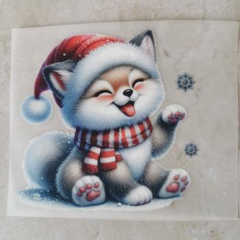 Bügelbild Schneefuchs sitzend