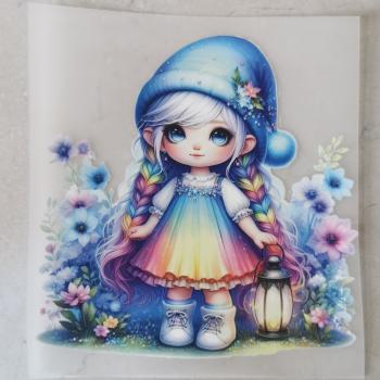 Bügelbild Regenbogenmädchen Laterne