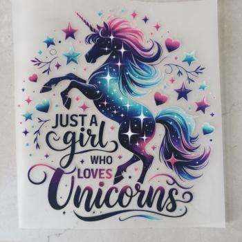 Bügelbild Mädchen das Einhörner liebt