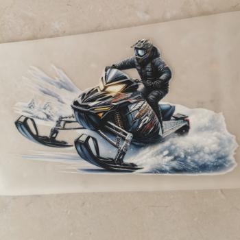 Bügelbild Schneemobil schwarz-bunt