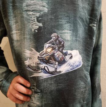 Preview: Bügelbild Schneemobil schwarz-bunt