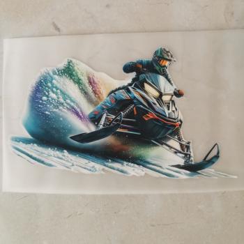 Bügelbild Schneemobil bunt